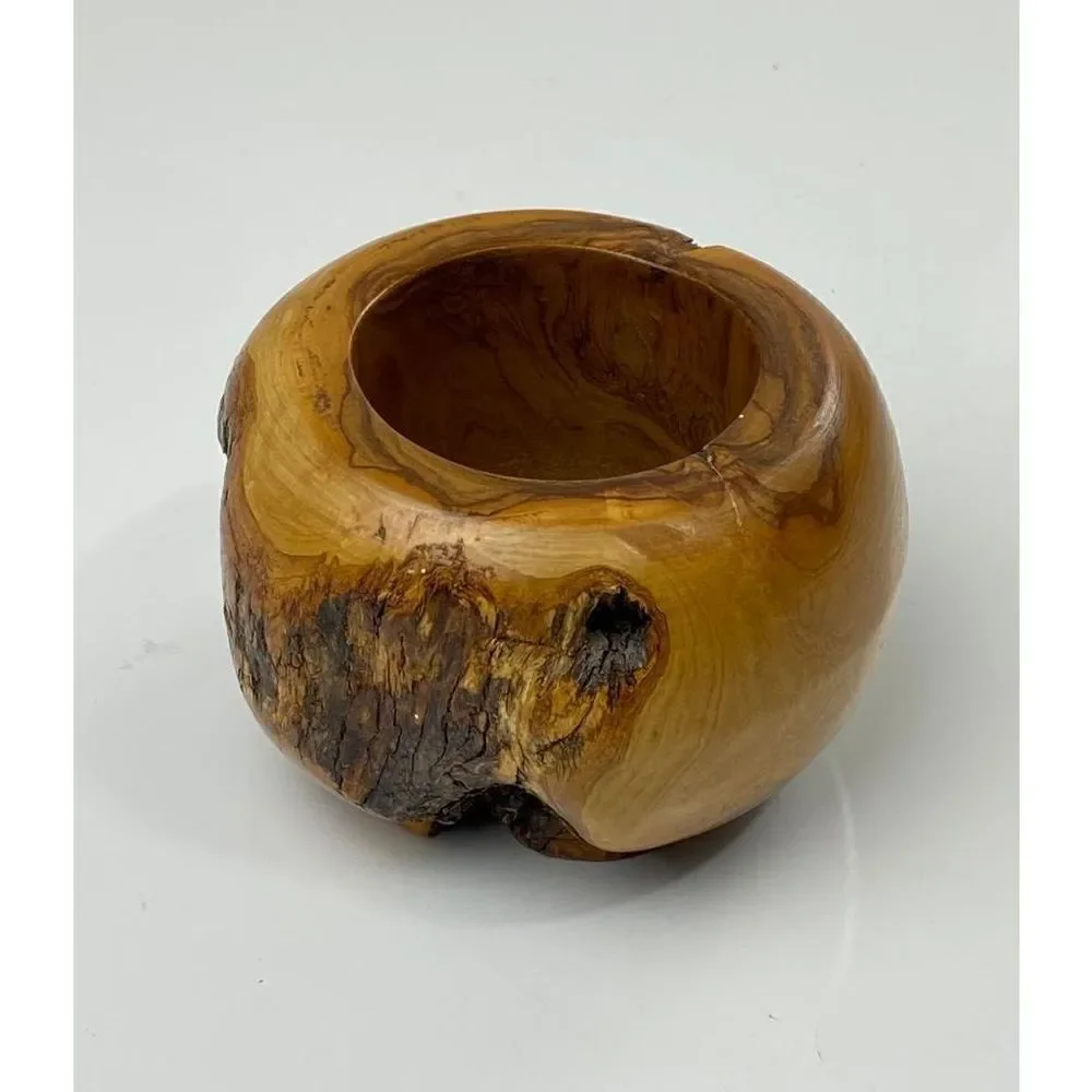 Vtg Walter Stahli Wood Carved Round Bowl Mid-Century Modern Rustic Switzerland D